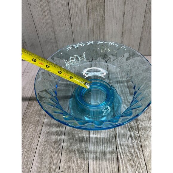 Vtg Early American Pattern Glass Bowl Footed Diamond Quilted Sky Blue 8.5" DIA - Picture 6 of 8